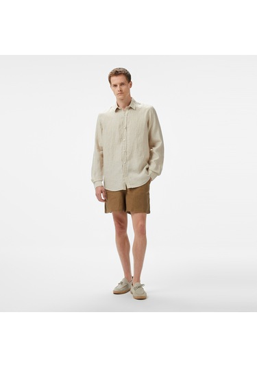 Nautica Erkek Bej Classic Fit Çizgili Gömlek Çizgili W55434t Bej