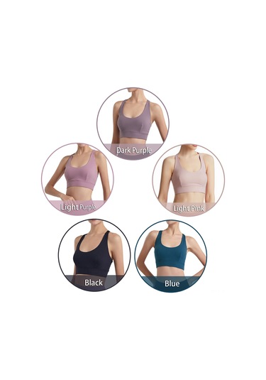 Ximistore9 Kadın Spor Büstiyeri - Kolluklu, Çıkarılabilir Pad, Yoğunluklu, Casual Stili, Siyah Fsp1962-6 Açık Pembe