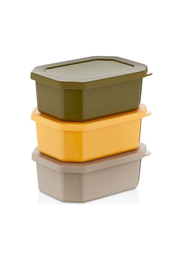 Moncase Dikdörtgen Saklama Kabı 3'lü Set Renkli