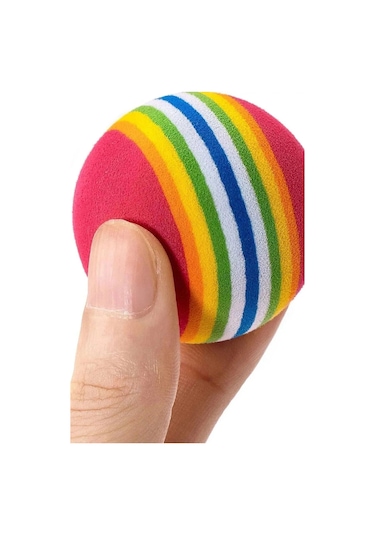 Pribor 3lü Gökkuşağı Sünger Kedi Köpek Çiğneme Oyun Topu Diş Çıkarma Kedi Oyuncağı