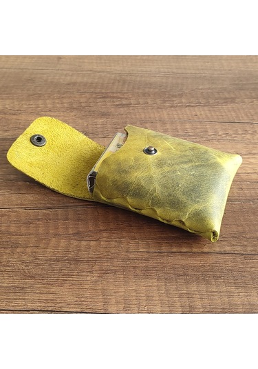 Sumerian Leather Craft Deri Sigara Kılıfı Limon Yeşili 2