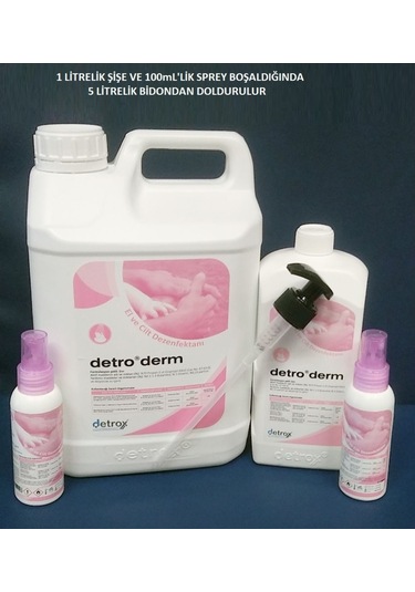 Detrox Detro Derm El Dezenfektanı Set Bidon 5 L + 1 L Pompalı + 2 x 100 ML