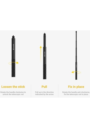 Novahub Insta360 Uzun Şeffaf Selfie Çubuğu - 120cm Uzayabilir, One X/one/evo/one R/one X2 Uyumlu