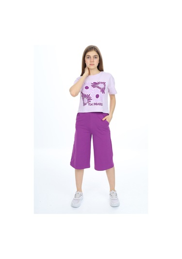 Toontoy Kız Çocuk Flw Paradıse Yazı Baskılı Kaprili Takım Açık Lila