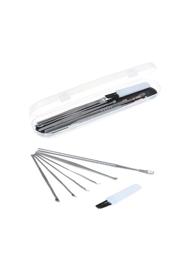 6 Parça Paslanmaz Çelik Kulak Balmumu Toplayıcı Çıkarıcı Temizleyici Bakımı Çubuk Seti