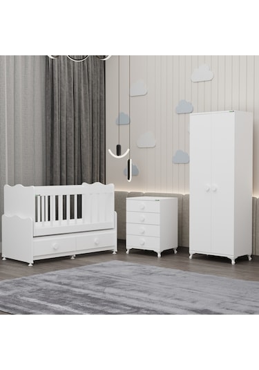 Elegant Yıldız 2 Bebek Odası Takımı - Beyaz Beyaz