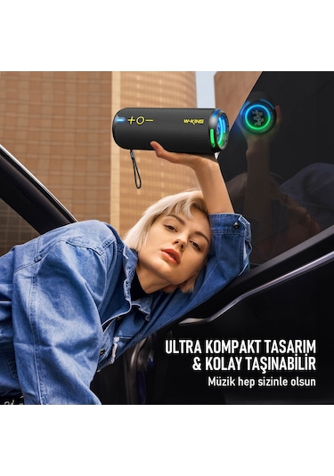 W-kıng D320 Bluetooth Hoparlör, 40w 360 Surround Boombox, 24 Saate Varan Çalma Süresi, Ip67, Kablos