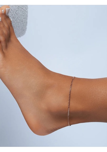 Mıx Jewelry 925 Ayar Gümüş Ve Yaldızlı Ayak Bileziği 285855859 Beyaz