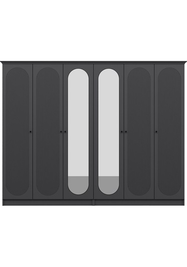 Kale 6 Kapak 2a 4ç Dolap Antrasit - Mebran Defne Ayna Antr 190cm Antrasit