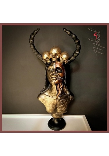 Şeker Kafatası Catrina Büstü Heykeli, Güçlü Kadın Figürü, 1