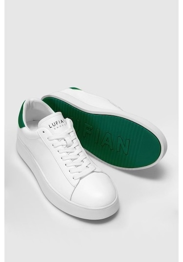 Lufian Adel Unisex Hakiki Deri Sneaker Ayakkabı Beyaz / Yeşil Siyah