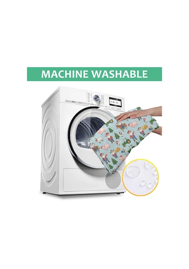 Noel Desenli Dikdörtgen Masa Örtüsü 60x84 İnç, Su Geçirmez Ve Leke Tutmaz Noel Çiftlik Baba Noel