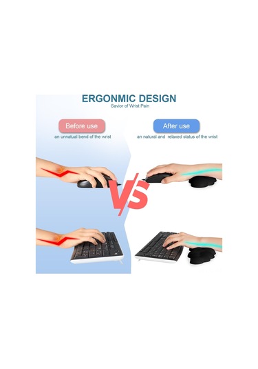 Hombey Ergonomik Klavye Bilek Destekçisi - Yavaş Geri Sayan Hafıza Pamuk - Siyah Bulut Desenli Bilek Yastığı + Klavye Matı