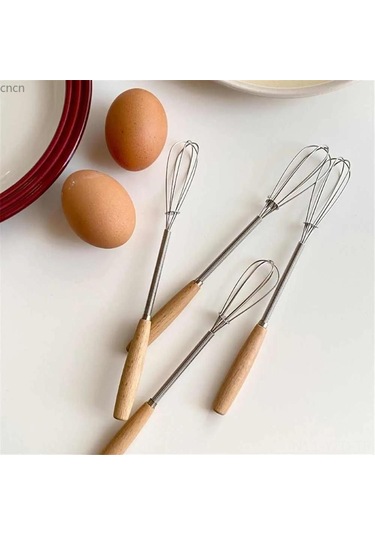 Yuntech01 Ahşap Saplı Paslanmaz Çelik Mini Çırpıcı - 20.5 Cm, Evde Pastane Kalitesi Karışımlar İçin Diğer