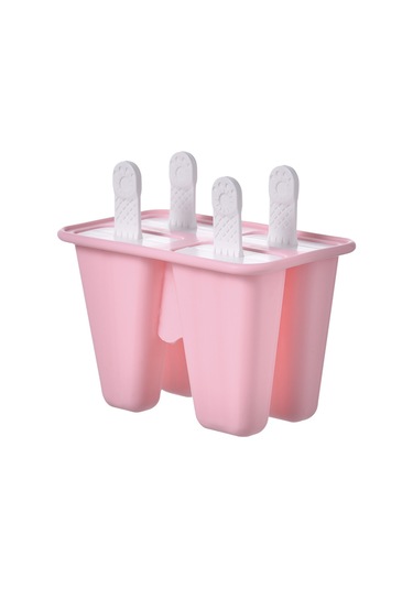 Kangvka Pink Silikon Dondurma Kalıbı 4 Bölmeli Uzun Kollü Bağımsız Kapaklı Buzlu Atıştırmalık Yapıcı Çok Renkli