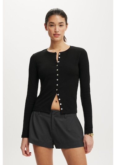 Madmext Siyah Slim Fit Düğmeli Kadın Hırka Mg2580 Siyah