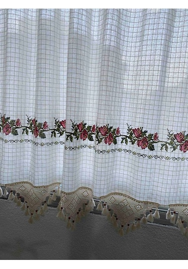 Kanaviçeli Bodrum Otantik Buldan Kanaviçe El Dantelli Kanaviçeli Bordo