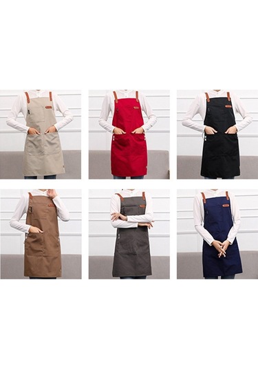 Siyah Berber Ayarlanabilir Deri Pişirme Mutfak Önlüğü Kadın Erkek Şef Garson Cafe Shop Barbekü Kuaför Önlükleri Önlük Önlük