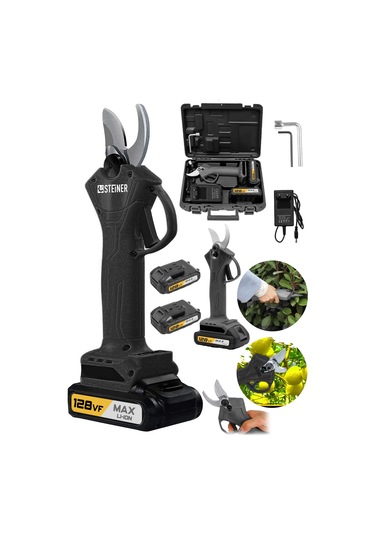 Steiner 128 Vf 10ah Çift Akülü Bağ Makası Dal Budama Makası Siyah