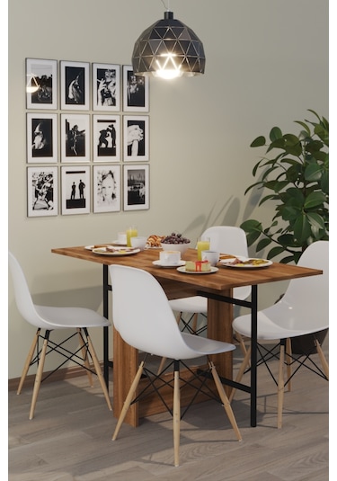 Dekorfim Flamingo Pratik Katlanır Koyu Ceviz Masa