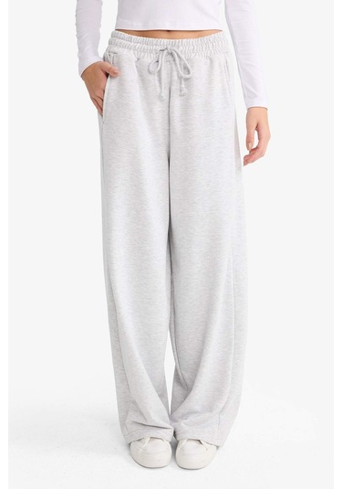 Defacto Coool Barrel Fit Beli Bağcıklı Geniş Paça Eşofman Altı F3364ax25augr256 Gri-gr256