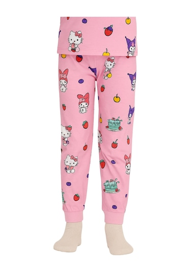 Cute Hello Kitty Ve Kuromi Desenli Kız Çocuk Pijama Takımı Pembe