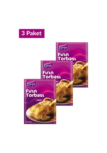 Fırın Torbası 8 Adet 24 X 38 Cm Üçlü Set