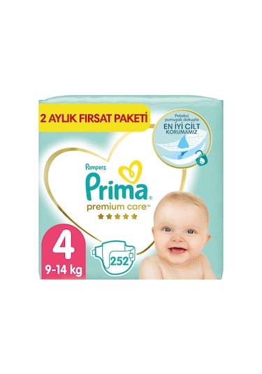 Prima Bebek Bezi Premium Care 4 Beden 2 Aylık Fırsat Paketi 252 Adet 2'li