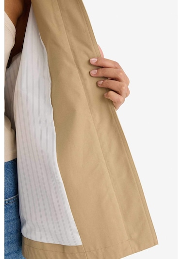 Defacto Regular Fit Kapüşonlu Fermuarlı Trençkot E8584ax25aubg501 Bej