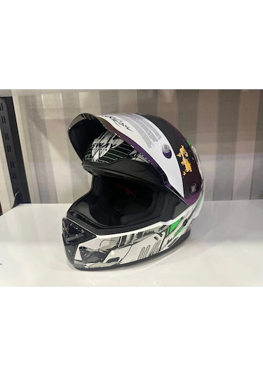 Sway Sw 850 Motosiket Kaskı Beyaz - Yeşil