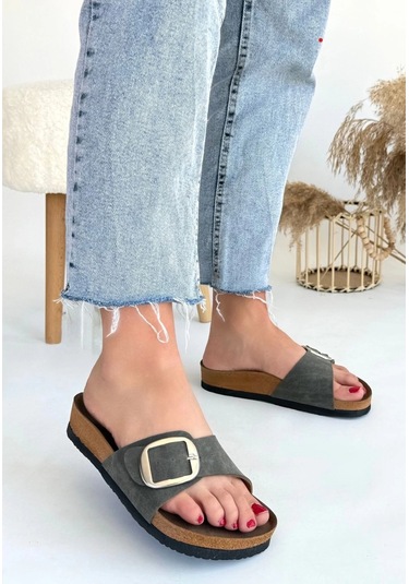 Biçomi Zooy Yeşil Nubuk Terlik Çok Renkli