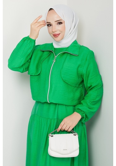 Milda Ceket Elbise İkili Takım 1579 - Yeşil Yeşil