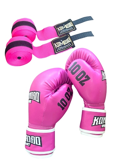 Boks Eldiveni Ve Bandaj 2 Li Set /kick Boks Eldiveni Ve Bandaj 2 Pembe