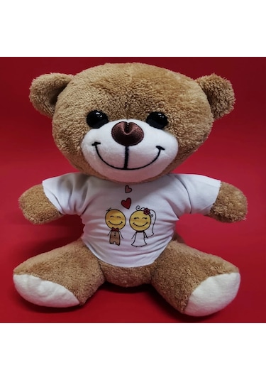 Gelin Damat Tasarım Tişörtlü Sevimli Ayıcık Çok Renkli