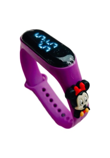 Japanex Renkli Figürlü Dokunmatik Dijital Çocuk Saati Mor Minnie