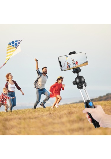 Puluz Mini Vlog Canlı Sabitleyici Standı Akıllı Telefonlar İçin Telefon Kelepçeli Tripod Mavi