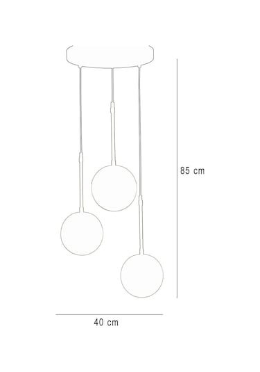 Nova 3 Lü Krom-siyah Metal Gövde Beyaz Camlı Tasarım Lüx Sarkıt Avize - Gold - Beyaz Füme - Krom