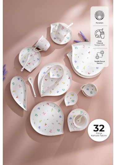 Emsan Daisy Porselen 32 Parça 6 Kişilik Kahvaltı Takımı Beyaz