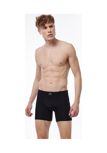 Malabadi Erkek Siyah Gri Füme 6 Lı Pamuk Elastan Uzun Boxer 073 Siyah-gri-füme