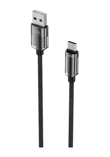Knit Glam 2.1A Hızlı Şarj Destekli Usb-A To Type-C Şarj Ve Data Aktarım Kablosu 1 Metre Siyah