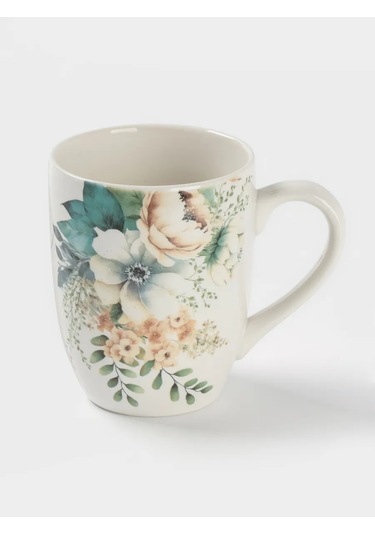 Dolana Çay Ve Kahve Kupası "çiçekler" 330 Ml'lik Hediye 360560660 Beyaz