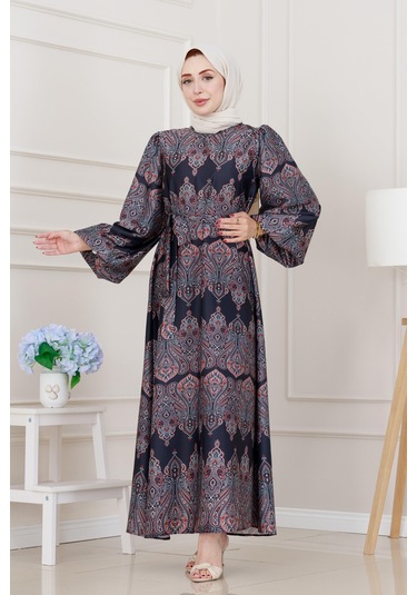 Balon Kol Saten Adel Elbise-siyah-5232 Siyah