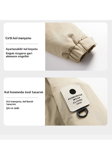 Yeni Tek Renk Su Geçirmez Sıcak Ceket Siyah