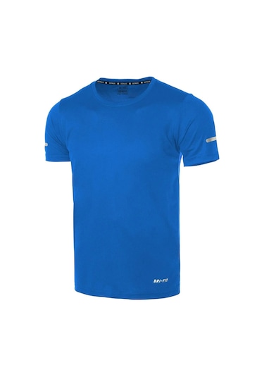Erkek Nem Emici Hızlı Kuruma Atletik Teknik Performans Spor T-shirt Drıfıt-kısakol Mavi