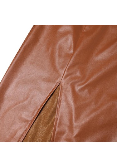 Vonda Kadın Modası Düz Renk Yırtmaçlı Düz Etekler Turuncu Vonda Kadın Modası Düz Renk Yırtmaçlı Düz Etekler Turuncu