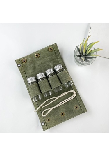 Pazly Kamp Baharat Kutusu Seti - Cam Kavanozlar, Koyu Yeşil Renk Koyu Yeşil