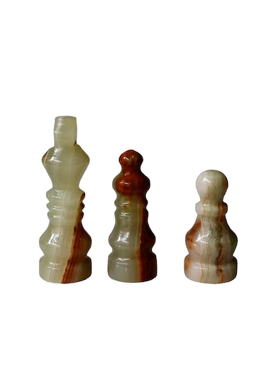 12 İnç El Yapımı Oniks Doğal Taş Satranç Takımı - Şık Hediyelik