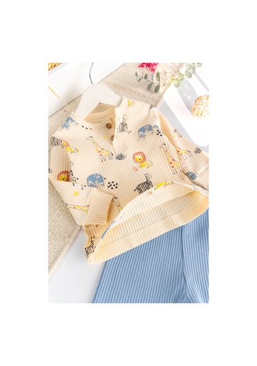 Aslan Temalı Erkek Bebek Takım mavi