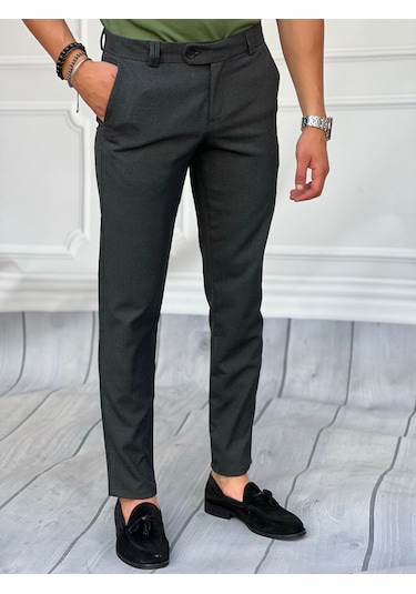 Modefendi Slim Fit Kalıp Düz Kumaş Pantolon Antrasit