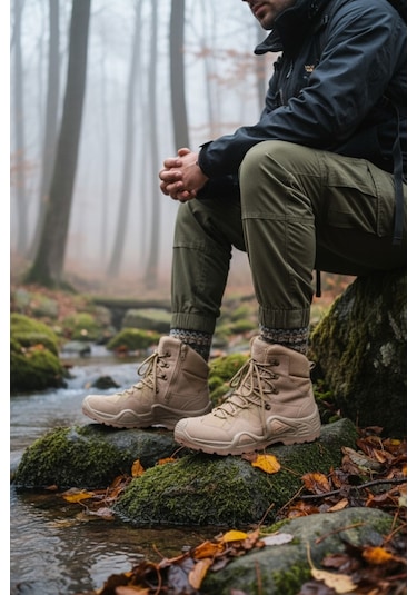 Muggo Ranger Tactical Askeri Fermuarlı Ve Bağcıklı Postal Çöl Botu Bej